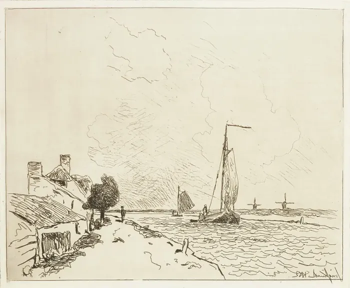 Framed Print : The Two Sailboats, 1862. Creator: Johan Barthold Jongkind Framed Print : The Two Sailboats, 1862. Creator: Johan Barthold Jongkind