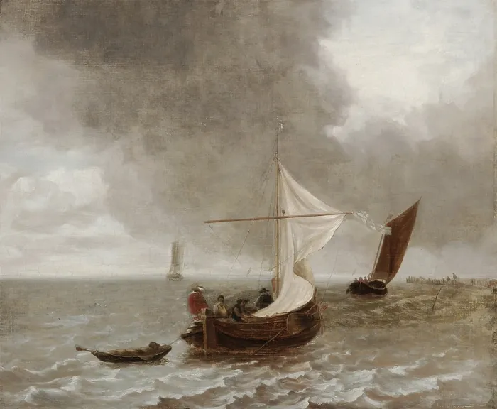 Framed Print : Sailboats in a Breeze, between 1655 and 1660. Creator: School of Jan van de Capelle Framed Print : Sailboats in a Breeze, between 1655 and 1660. Creator: School of Jan van de Capelle