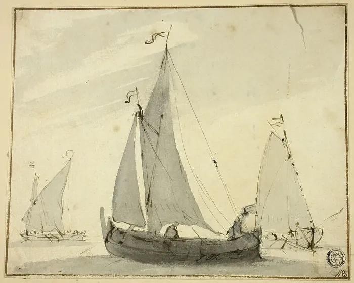Framed Print : Three Sailboats, n.d. Creator: Willem van de Velde the Younger Framed Print : Three Sailboats, n.d. Creator: Willem van de Velde the Younger