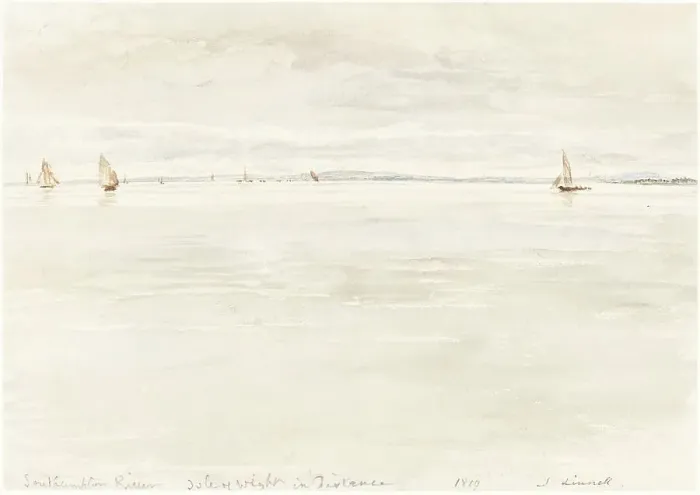 Framed Print : Sailboats on Southampton River, 1819. Creator: John Linnell Framed Print : Sailboats on Southampton River, 1819. Creator: John Linnell