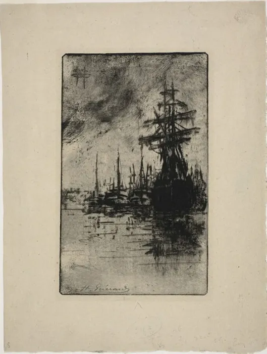 Framed Print : Sailboats on the water, c. 1888. Creator: Henri-Charles Guerard Framed Print : Sailboats on the water, c. 1888. Creator: Henri-Charles Guerard