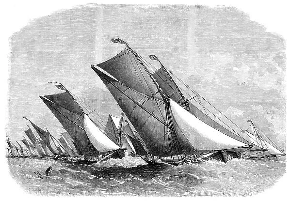 Sailing-barge race on the Thames, 1864. Creator: Edwin Weedon