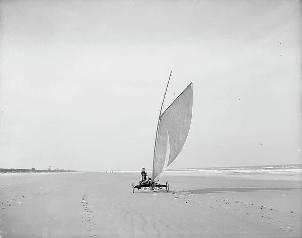Sailing on the beach, Ormond, Fla. between 1900 and 1910. Creator: Unknown