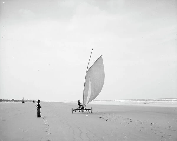 Sailing on the beach, Ormond, Fla. between 1900 and 1910. Creator: Unknown