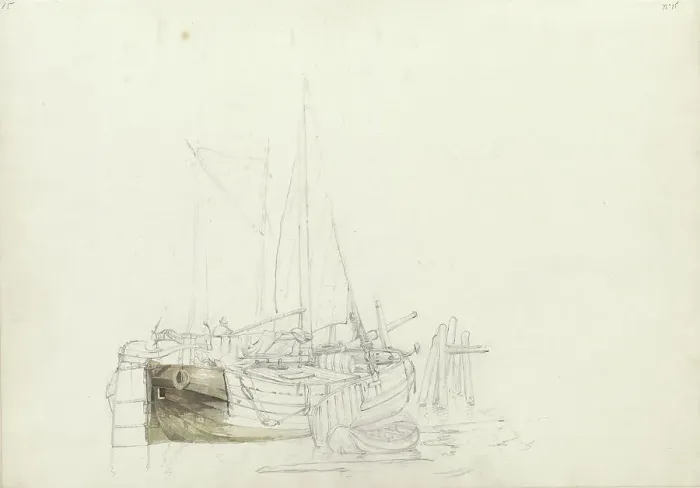 Framed Print : Sailing boat, 1797-1838. Creator: Johannes Christiaan Schotel Framed Print : Sailing boat, 1797-1838. Creator: Johannes Christiaan Schotel