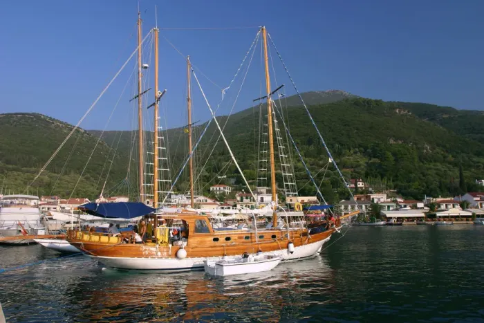Framed Print : Sailing boat off Sami, Kefalonia, Greece