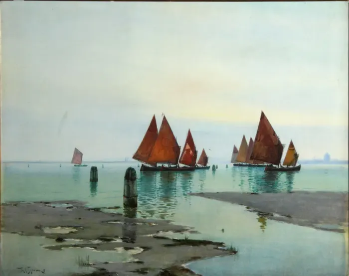 Framed Print : Sailing boats, 1897. Artist: Bergholz, Richard (1865-1920) Framed Print : Sailing boats, 1897. Artist: Bergholz, Richard (1865-1920)
