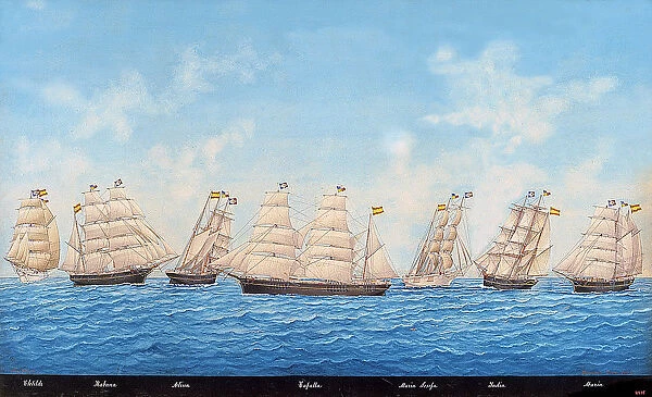Sailing boats fleet from the shipping company Balcells y Subiran, 19th century