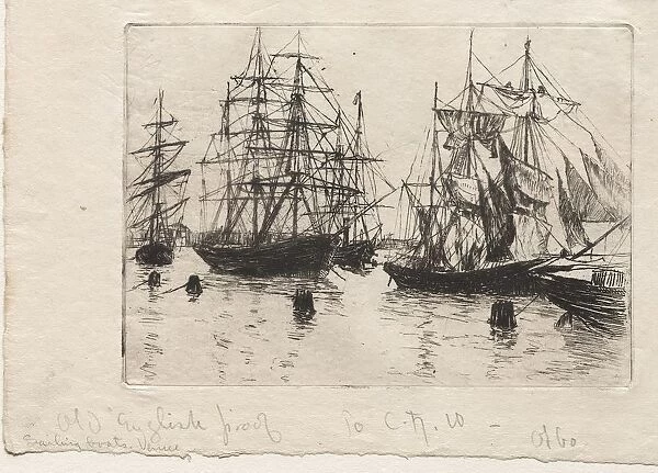 Sailing Boats, Venice, 1880. Creator: Otto H. Bacher (American, 1856-1909)