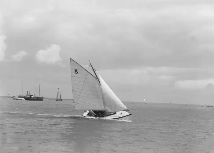 Framed Print : Sailing dinghy Flutterell, 1922. Creator: Kirk & Sons of Cowes Framed Print : Sailing dinghy Flutterell, 1922. Creator: Kirk & Sons of Cowes