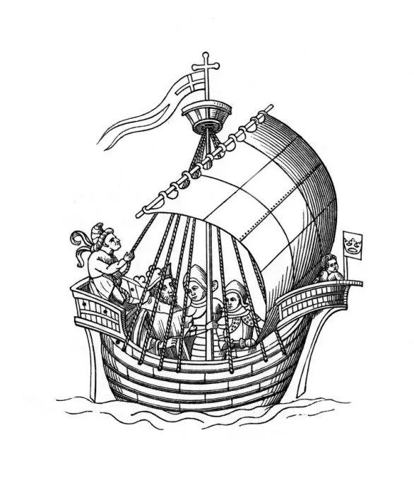 Framed Print : Sailing ship, 1445, (1843). Artist: Henry Shaw Framed Print : Sailing ship, 1445, (1843). Artist: Henry Shaw
