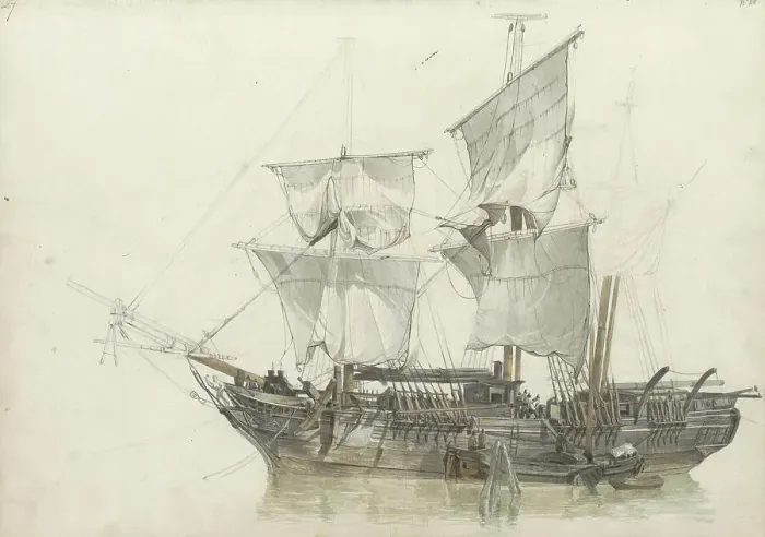 Framed Print : Sailing ship, 1797-1838. Creator: Johannes Christiaan Schotel Framed Print : Sailing ship, 1797-1838. Creator: Johannes Christiaan Schotel