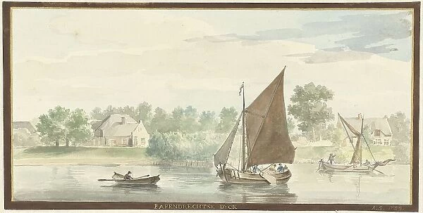 Sailing ship on the Beneden Merwede at the Papendrechtse Dijk, 1729. Creator: Aert Schouman