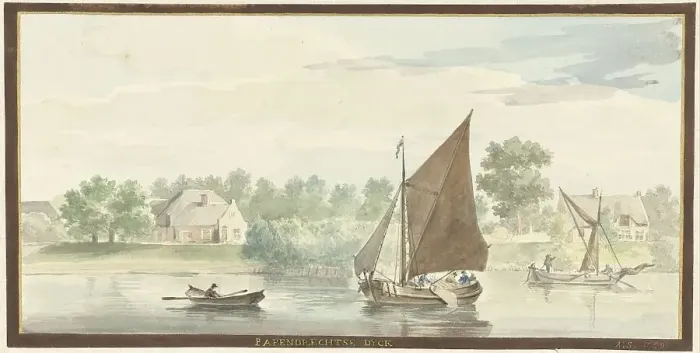 Framed Print : Sailing ship on the Beneden Merwede at the Papendrechtse Dijk, 1729. Creator: Aert Schouman Framed Print : Sailing ship on the Beneden Merwede at the Papendrechtse Dijk, 1729. Creator: Aert Schouman