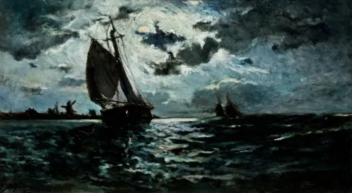 Framed Print : Sailing Ship in the Moonlight Framed Print : Sailing Ship in the Moonlight