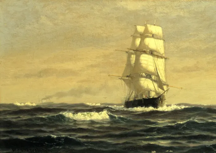 Framed Print : Sailing Ship--off Coast of Maine, 1876. Creator: William E. Norton Framed Print : Sailing Ship--off Coast of Maine, 1876. Creator: William E. Norton