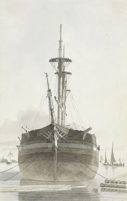 Framed Print : Sailing ship seen from the front, 1820-1872. Creator: Hendrik Abraham Klinkhamer Framed Print : Sailing ship seen from the front, 1820-1872. Creator: Hendrik Abraham Klinkhamer