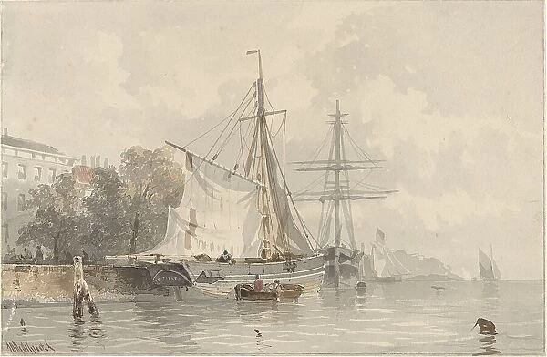Sailing ships ashore, 1834-1872. Creator: Frans Arnold Breuhaus de Groot