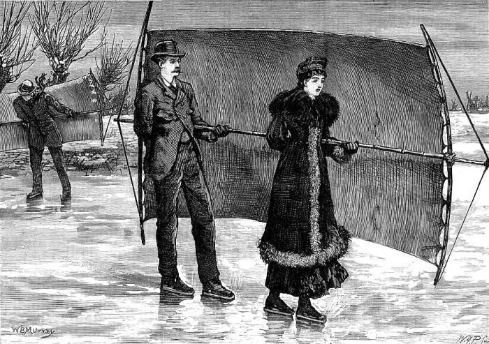 Framed Print : Sailing on skates, 1880. Creator: William James Palmer Framed Print : Sailing on skates, 1880. Creator: William James Palmer