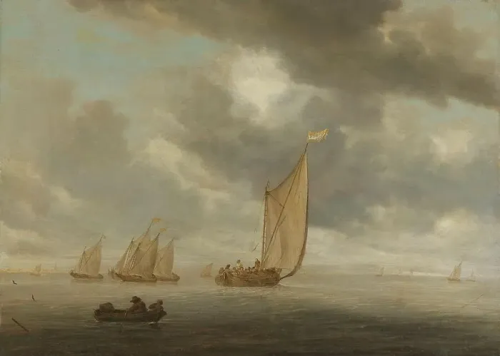 Framed Print : Sailing vessels on a inland body of water, 1630-1670. Creator: Salomon Ruysdael Framed Print : Sailing vessels on a inland body of water, 1630-1670. Creator: Salomon Ruysdael