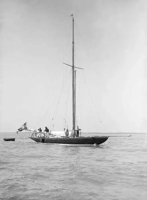 Framed Print : The sailing yacht Rollo at anchor, 1911. Creator: Kirk & Sons of Cowes Framed Print : The sailing yacht Rollo at anchor, 1911. Creator: Kirk & Sons of Cowes