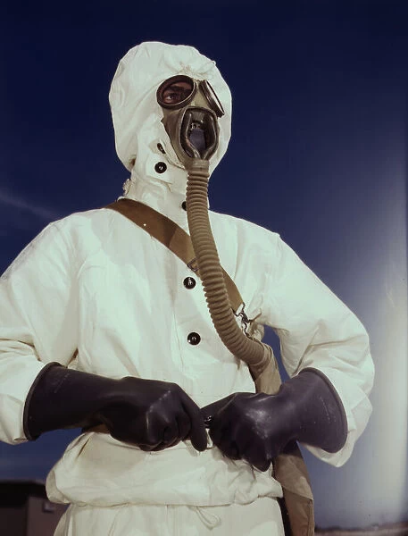 Sailor at the Naval Air Base wears the new type protective clothing... Corpus Christi, Texas, 1942. Creator: Howard Hollem
