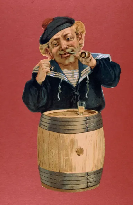 Framed Print : Sailor smoking a pipe and drinking rum, 1900