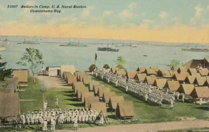 Framed Print : Sailors in Camp, US Naval Station, Guantanamo Bay, c1911