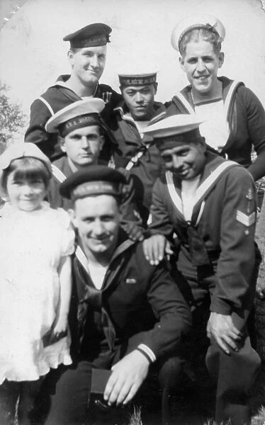 Sailors from six different countries during the Coronation review, Southsea, Hampshire, 1937