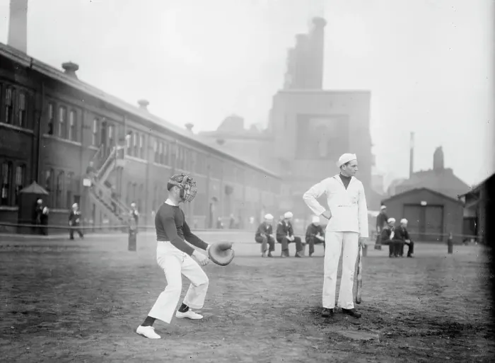 Framed Print : Sailors at play, Brooklyn Navy Yard, 1914. Creator: Bain News Service Framed Print : Sailors at play, Brooklyn Navy Yard, 1914. Creator: Bain News Service
