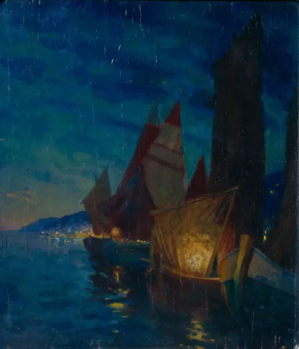 Framed Print : Sails at Night. Artist: Gaush, Alexander Fyodorovich (1873-1947) Framed Print : Sails at Night. Artist: Gaush, Alexander Fyodorovich (1873-1947)