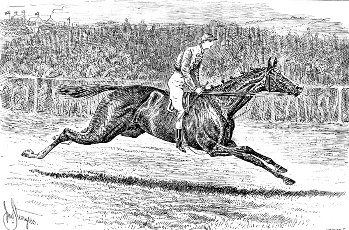Framed Print : Sainfoin, the Winner of the Derby: the preliminary canter, 1890. Creator: Carl Hentschel Framed Print : Sainfoin, the Winner of the Derby: the preliminary canter, 1890. Creator: Carl Hentschel