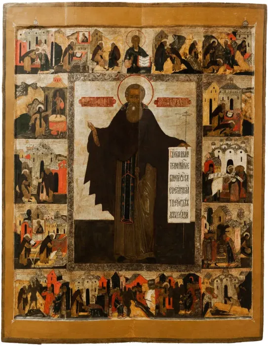 Framed Print : Saint Abraham of Rostov with scenes from his life, Mid of 17th cen Framed Print : Saint Abraham of Rostov with scenes from his life, Mid of 17th cen