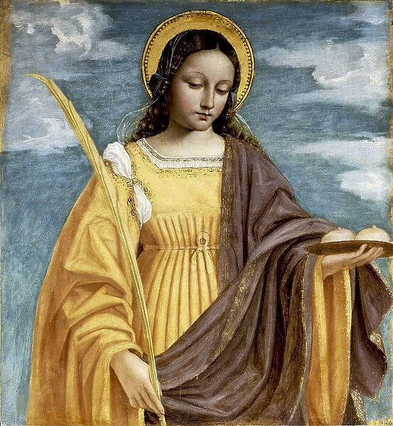 Saint Agatha (From the San Bartolomeo Polyptych), 1515-1520. Creator: Bergognone, Ambrogio (1453-1523)
