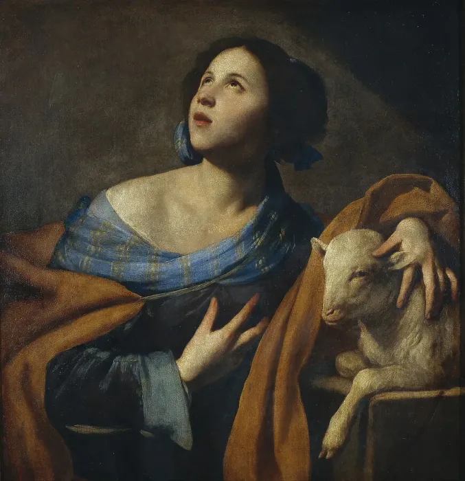 Framed Print : Saint Agnes. Artist: Stanzione, Massimo (ca. 1585-ca. 1658) Framed Print : Saint Agnes. Artist: Stanzione, Massimo (ca. 1585-ca. 1658)