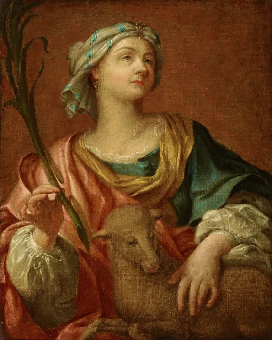 Framed Print : Saint Agnes with the Lamb-Copy, 18th century. Creator: Unknown Framed Print : Saint Agnes with the Lamb-Copy, 18th century. Creator: Unknown