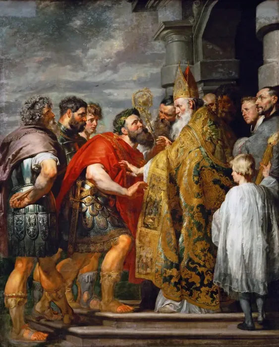 Framed Print : Saint Ambrose and Emperor Theodosius I Framed Print : Saint Ambrose and Emperor Theodosius I