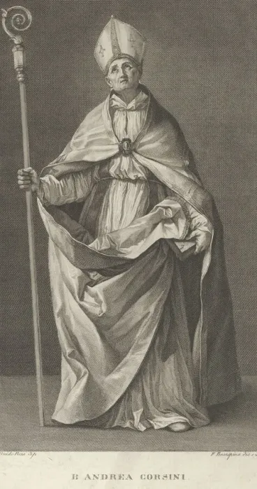 Framed Print : Saint Andrea Corsini dressed as Bishop of Fiesole, holding a crosier and looking... ca Framed Print : Saint Andrea Corsini dressed as Bishop of Fiesole, holding a crosier and looking... ca