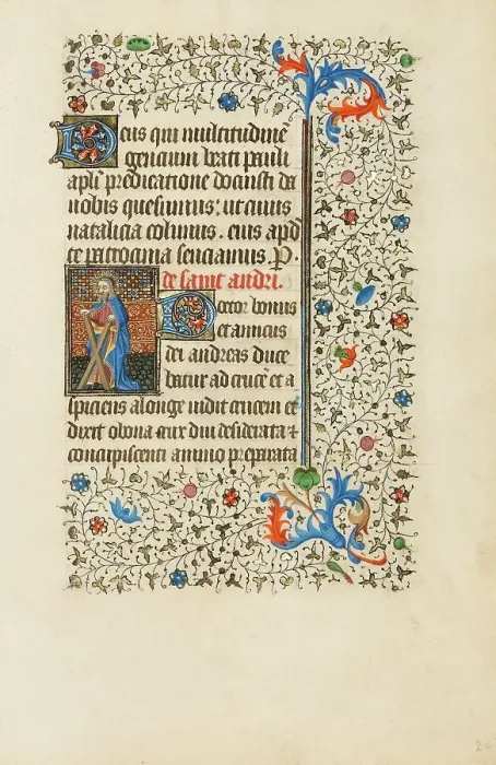 Framed Print : Saint Andrew with a Cross; Book of Hours, about 1440-1450. Creator: Workshop of the Bedford Master Framed Print : Saint Andrew with a Cross; Book of Hours, about 1440-1450. Creator: Workshop of the Bedford Master