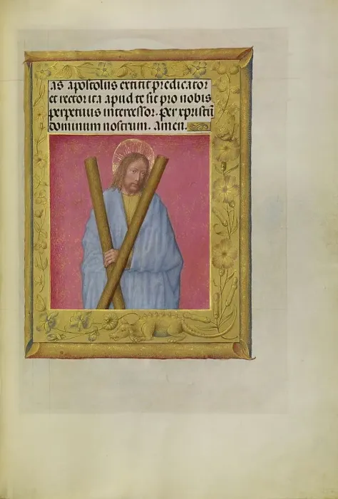 Framed Print : Saint Andrew; Spinola Hours, about 1510-1520. Creator: Workshop of Master of the First Prayer Book of Maximilian Framed Print : Saint Andrew; Spinola Hours, about 1510-1520. Creator: Workshop of Master of the First Prayer Book of Maximilian