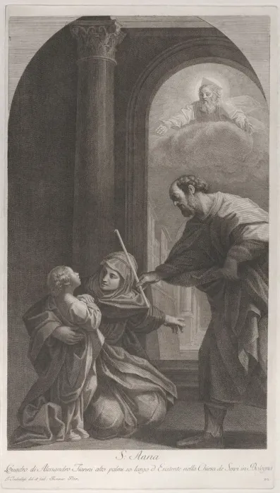 Framed Print : Saint Anne kneeling holding the Virgin... 1760-1800. Creator: Giuliano Traballesi Framed Print : Saint Anne kneeling holding the Virgin... 1760-1800. Creator: Giuliano Traballesi