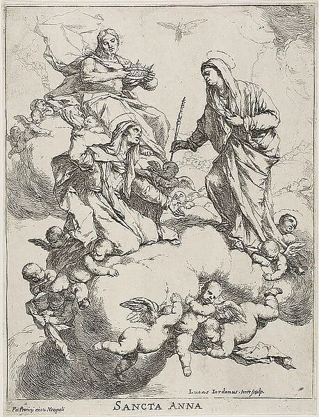 Saint Anne Received in Heaven by Christ and the Virgin, c.1653. Creator: Luca Giordano