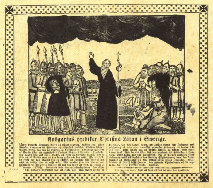 Framed Print : Saint Ansgar baptising the Swedes, 1832. Artist: Lundstrom, Nils Erik (active ca. 1830) Framed Print : Saint Ansgar baptising the Swedes, 1832. Artist: Lundstrom, Nils Erik (active ca. 1830)