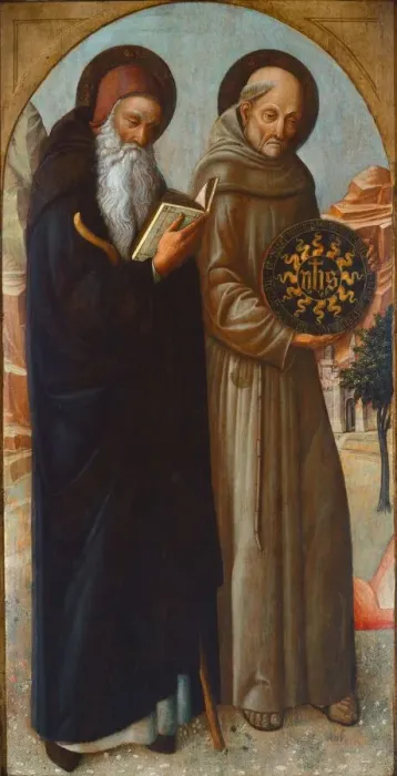 Framed Print : Saint Anthony Abbot and Saint Bernardino of Siena, 1459. Creator: Jacopo Bellini Framed Print : Saint Anthony Abbot and Saint Bernardino of Siena, 1459. Creator: Jacopo Bellini