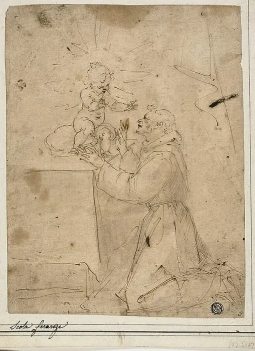 Framed Print : Saint Anthony of Padua Adoring the Christ Child, n.d. Creator: Guglielmo Caccia