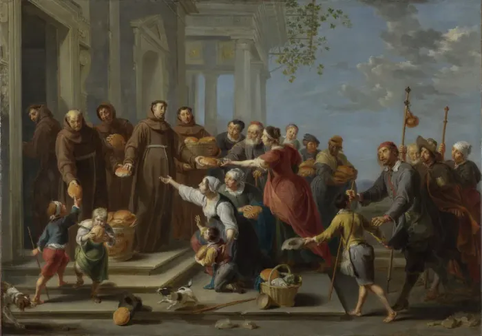 Framed Print : Saint Anthony of Padua distributing Bread, ca 1662. Artist: Herp, Willem van, the Elder (c. 1614-1677) Framed Print : Saint Anthony of Padua distributing Bread, ca 1662. Artist: Herp, Willem van, the Elder (c. 1614-1677)