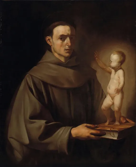 Framed Print : Saint Anthony of Padua with the Infant Jesus, ca 1612-1615. Creator: Ribera, José, de (1591-1652) Framed Print : Saint Anthony of Padua with the Infant Jesus, ca 1612-1615. Creator: Ribera, José, de (1591-1652)