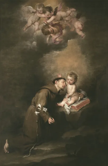 Framed Print : Saint Anthony of Padua with the Infant Jesus, 1668-1669. Creator: Murillo, Bartolome Esteban (1617-1682) Framed Print : Saint Anthony of Padua with the Infant Jesus, 1668-1669. Creator: Murillo, Bartolome Esteban (1617-1682)