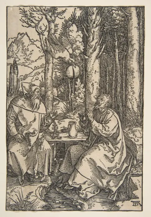 Framed Print : Saint Anthony and Saint Paul in the Desert, ca. 1503. Creator: Albrecht Durer Framed Print : Saint Anthony and Saint Paul in the Desert, ca. 1503. Creator: Albrecht Durer