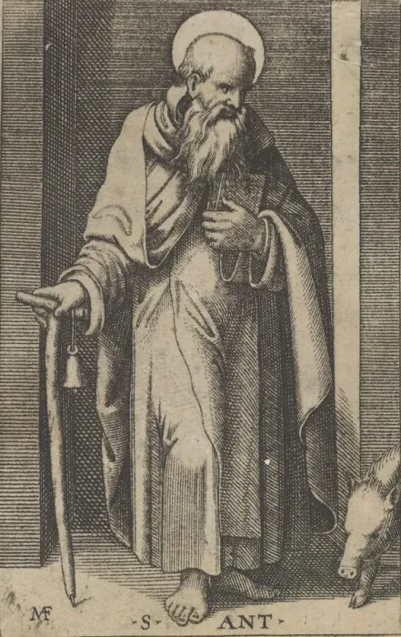 Framed Print : Saint Anthony, a staff in his right hand, from the series Piccoli Santi (Small... ca Framed Print : Saint Anthony, a staff in his right hand, from the series Piccoli Santi (Small... ca